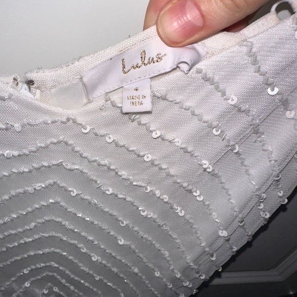 White beaded floor length lulus gown - Picture 4 of 5